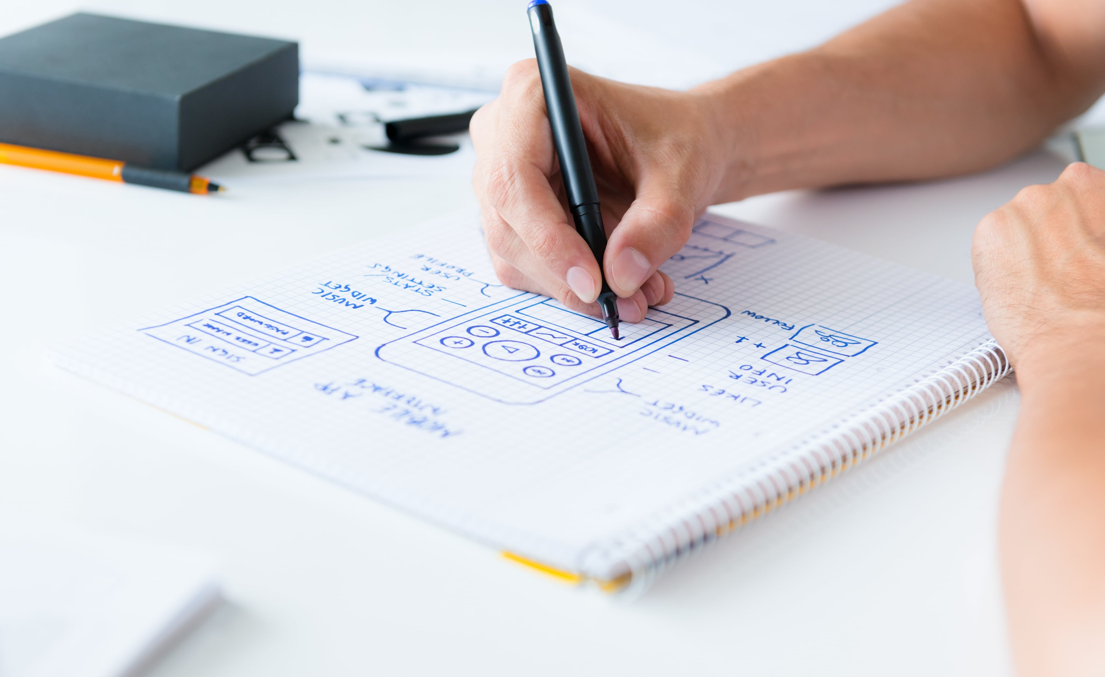 hand drawn wireframes